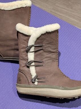 Merrell Spiti Tibet Brown Leather Shearling-Trim Winter Boots